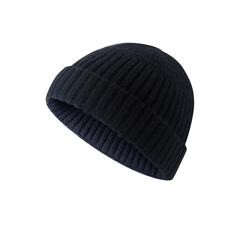 Hat knitted hat women's autumn and winter trendy brand core-spun yarn cold hat men's yuppie melon skin headhat