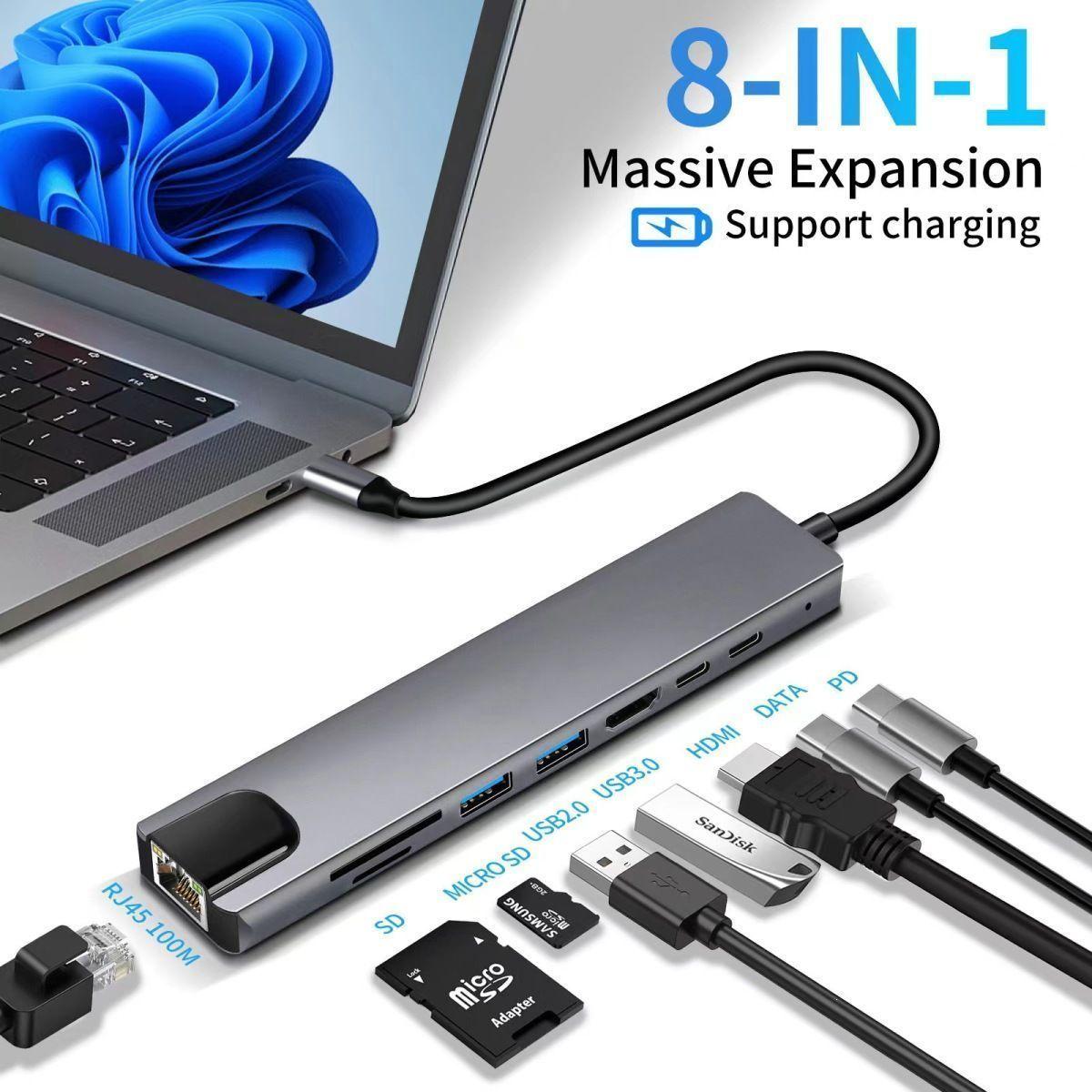 11-in-1 USB-C Docking Station for HDMI, Network, and Multi-Interface Expansion.