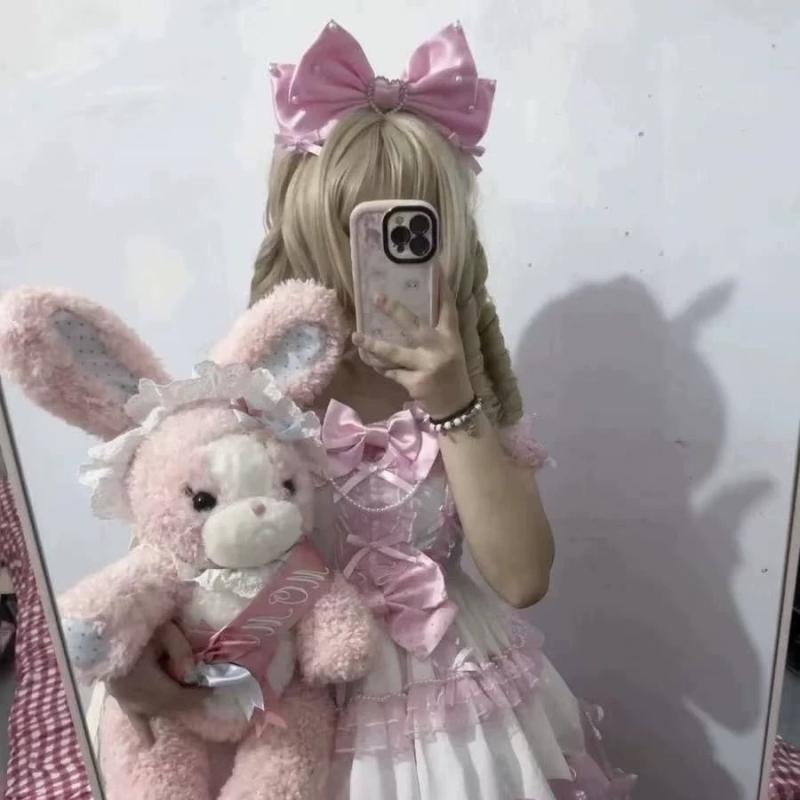 1 Piece Princess Super Large Butterfly Knot Pearl Headband Women Hair Accessories Lolita Maid Cosplay Japanese Headwear