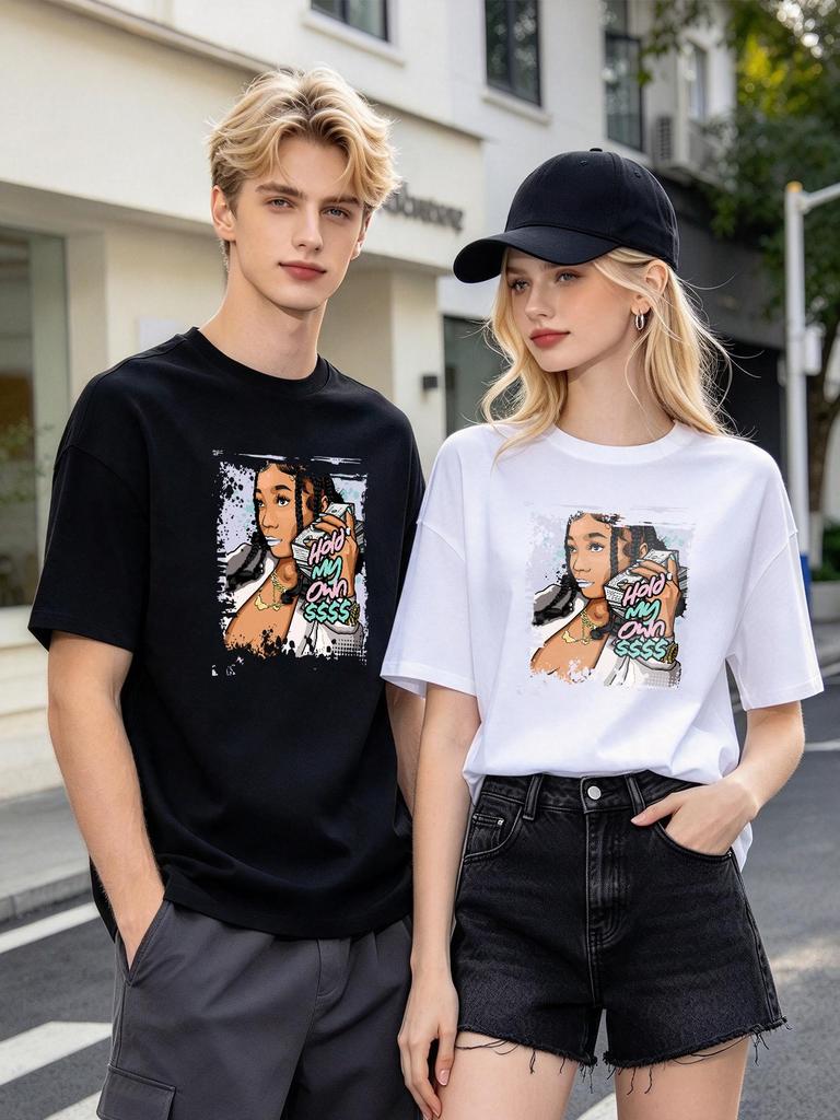 Unisex T Shirt Cool Graffiti Girl Print Casual Comfortable Soft Daily Fashion Top