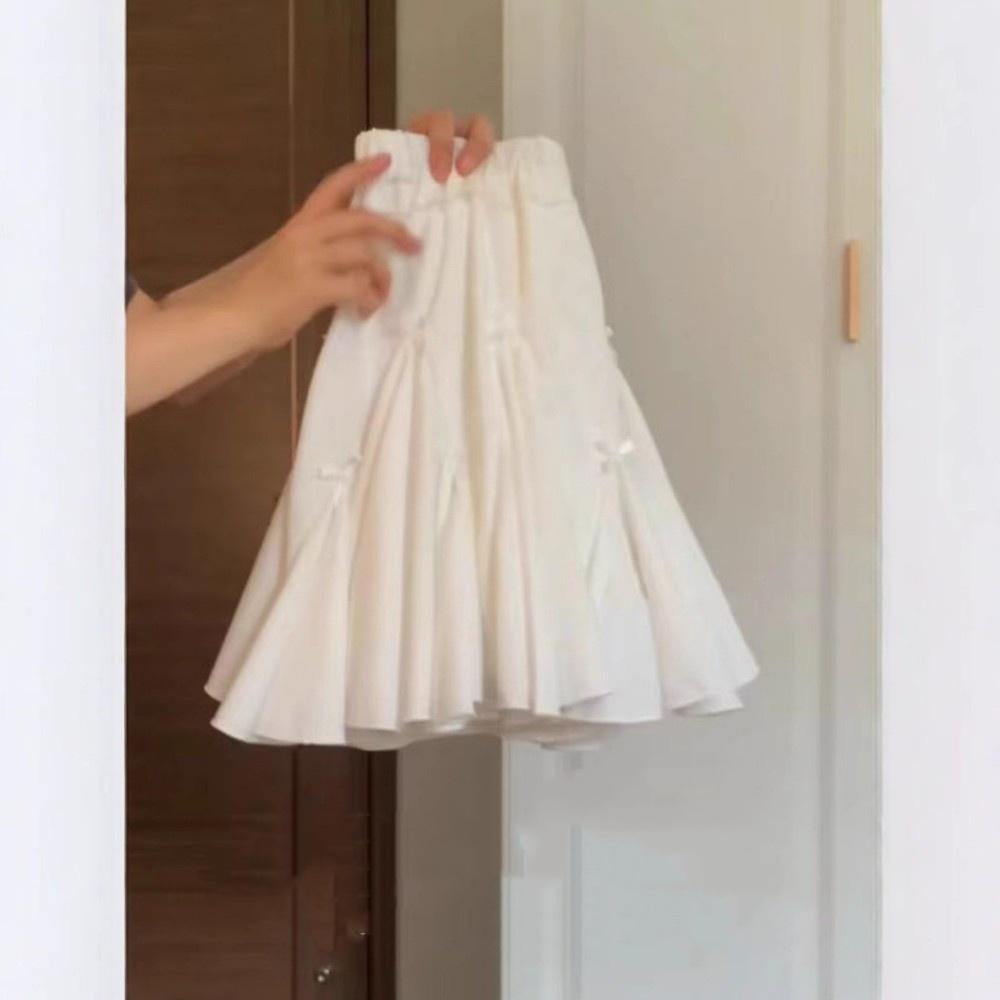 Qooth Pleated A-line Sweet Ruffle Mini Skirt Tiered Elastic Waist Cake Skirt Elegant Summer QT2621