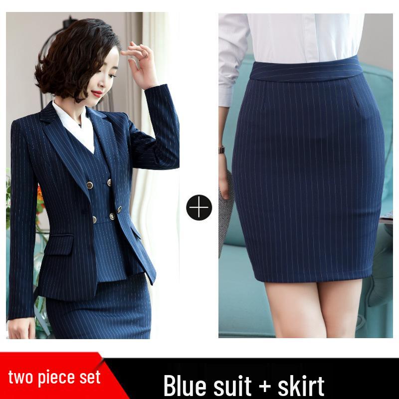 2025 Stylish Luxury Striped Suit Set: Slimming Professional Aviation & Rail Crew Uniform