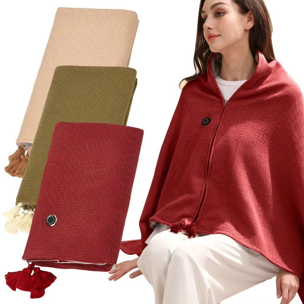Wearable Electric Heated Blanket 3 Heating Levels Warm Heating Scarf Soft Heating Large Shawl Home