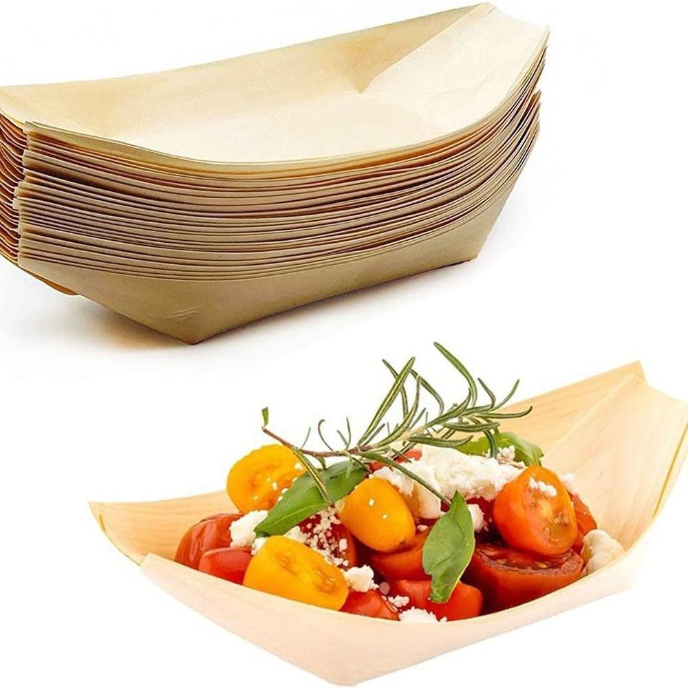 50PCS Multi-size Sushi Plate Japanese Dish Salad Dessert Bowl Creative Wood Bowl  Home Decoration