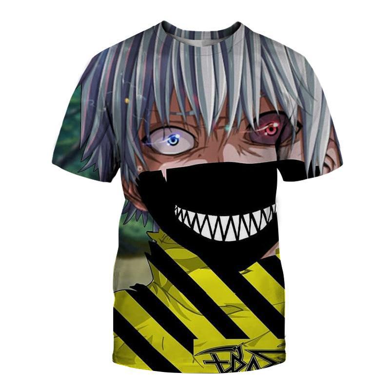 Men's Tokyo Ghost Loose Digital Printed 3D Round Neck Short Sleeved T-shirt