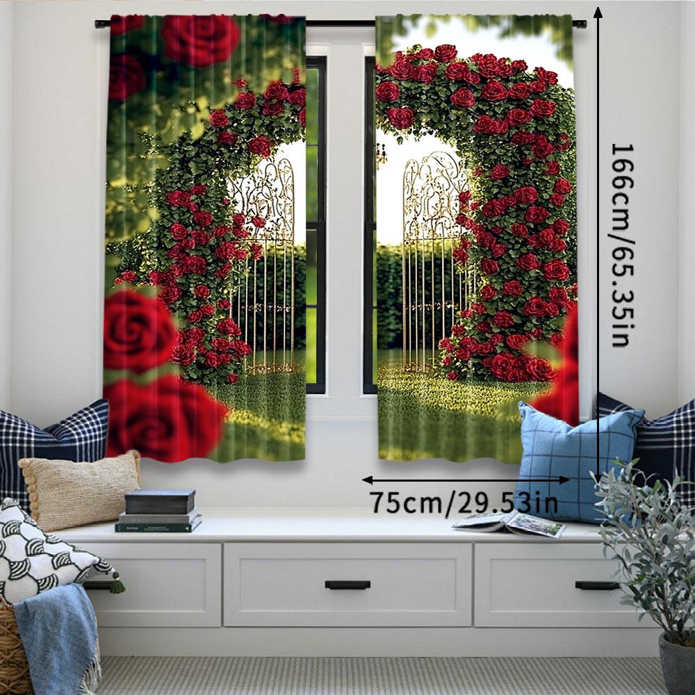 2 Stuks Lente Tuin Gordijn Valentijnsdag Bloemen Bruiloft Bruidsfeest Decoraties Lente Tuin Veel Andere Gelegenheden