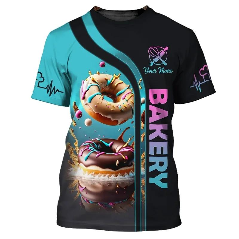 Baker T-skjorte Egendefinert Navn Menn 3D-trykt Bakeri Baking Arbeid T-skjorte Pluss Størrelse Unisex T-skjorter Topper Personlighet Baking Uniform