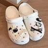 Polka Dot Bow Black White Hello Kitty Shoe Buckle Set Kt Cat Women Sandals Accessories Hole Shoes Slippers Clogs Decoration