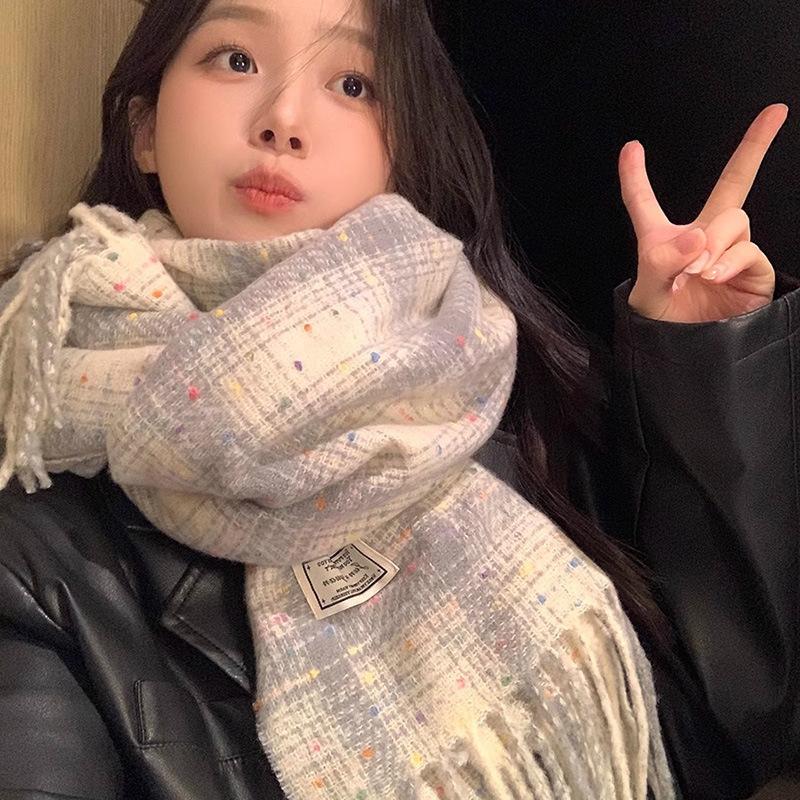 

Student Couple Scarf Korean-Style Women s Autumn Winter Plaid Fashionable Versatile Warm Neck Warmer