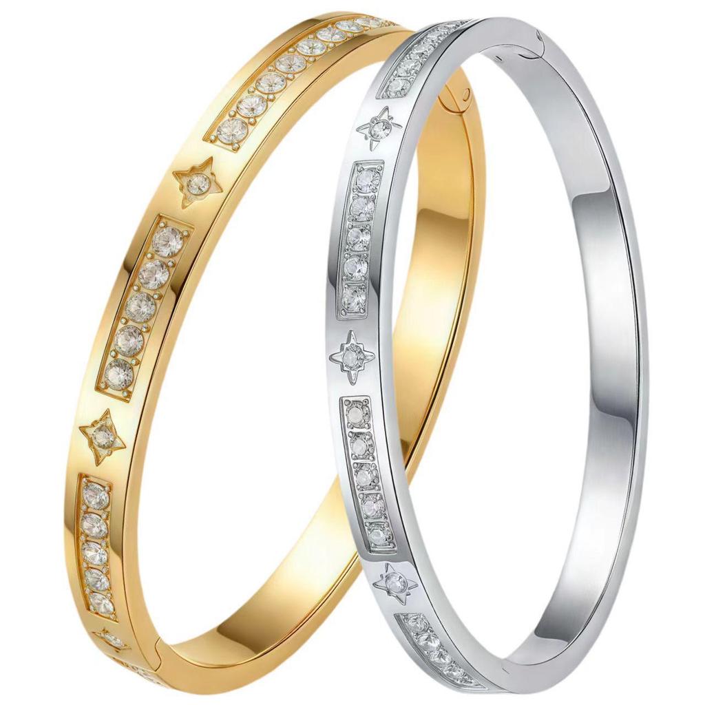 Gold-Plated Titanium Steel Women's Bracelet: Elegant European & American Design
