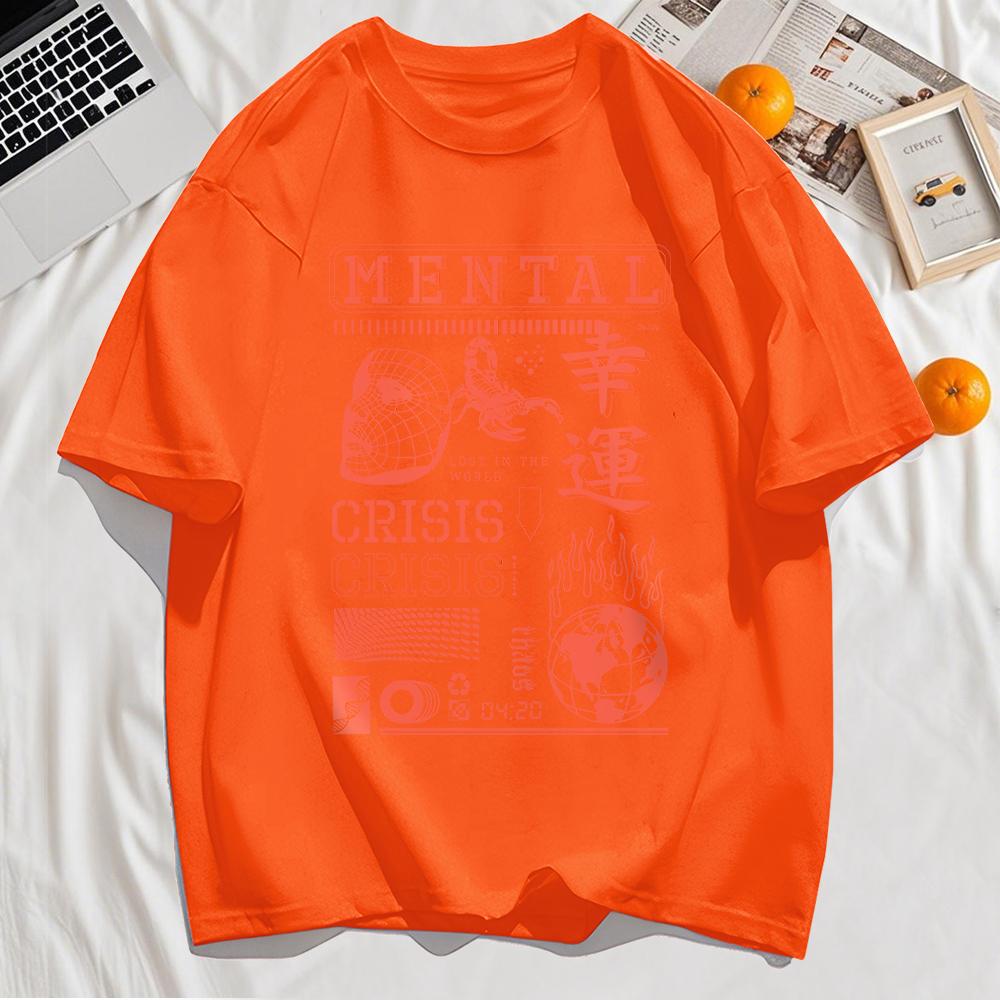 Mental Crisis Lucky Prints T-Shirt Mens Sport Cotton Breathable T Shirts Summer Casual Oversize Tops