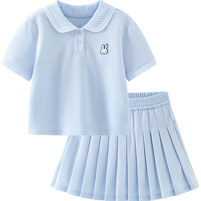 Minibala Miffy Girls  Short-Sleeve Pleated Skirt Set 160