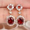 Gorgeous Gold Color Red Oval Zircon Drop Earrings for Women Daily Wear and Party