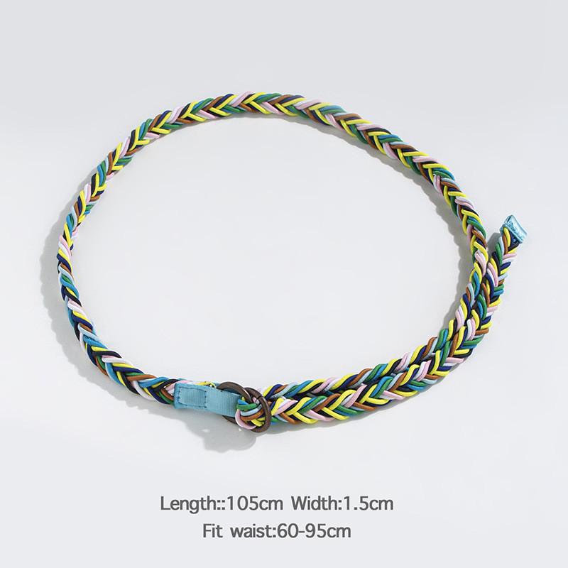 Woven Trendy Boho Waist Belt With Colorful Rope For Accessories Womens