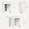 Folding Drop-Leaf Table with 3-Level Shelves, Box and Wheels, in MDF, 130x80x76.5 cm, White
