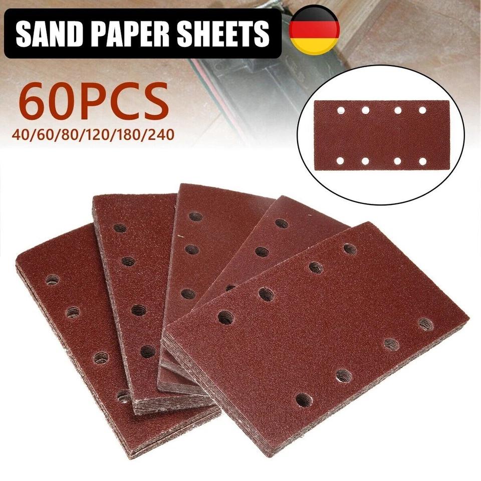 DE Warehouse 24H Shipping Free Delivery 60pcs 8-Hole Aluminum Oxide Sanding Strip 93x185mm Resin Bonded Medium Abrasive Disc