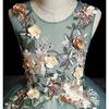 Summer Girls' Floral Mesh Sleeveless Long Performance Costume Princess Dress Sweet Puffy Dress