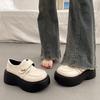 Woman Pumps With Medium Heels Platform Leather Casual Loafers Shoes For Women Round Toe Non Slip Stylish Luxury Brand  Trend