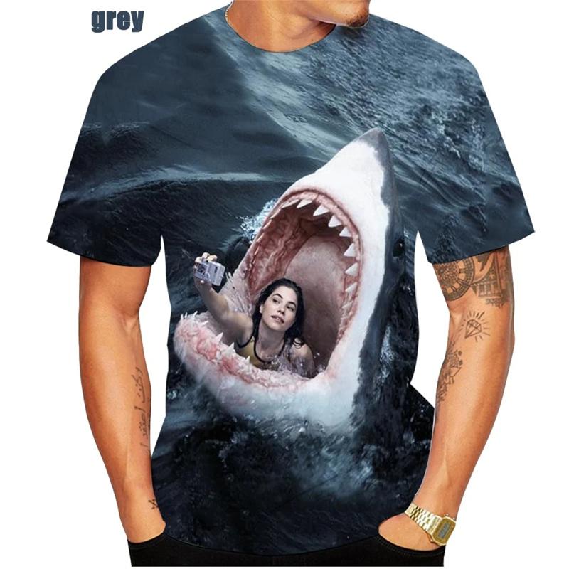 Horrible Shark T Shirt For Men Ocean Animal 3D Printed T-Shirts Summer Casual Fashion O-Neck
