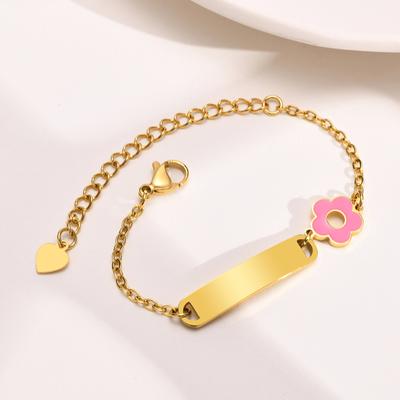 Free Custom Baby Names Birth Date Bracelets, Gift To Newborns Girls Child Kids,Personalized Pink Flower Bracelet Gifts Jewelry
