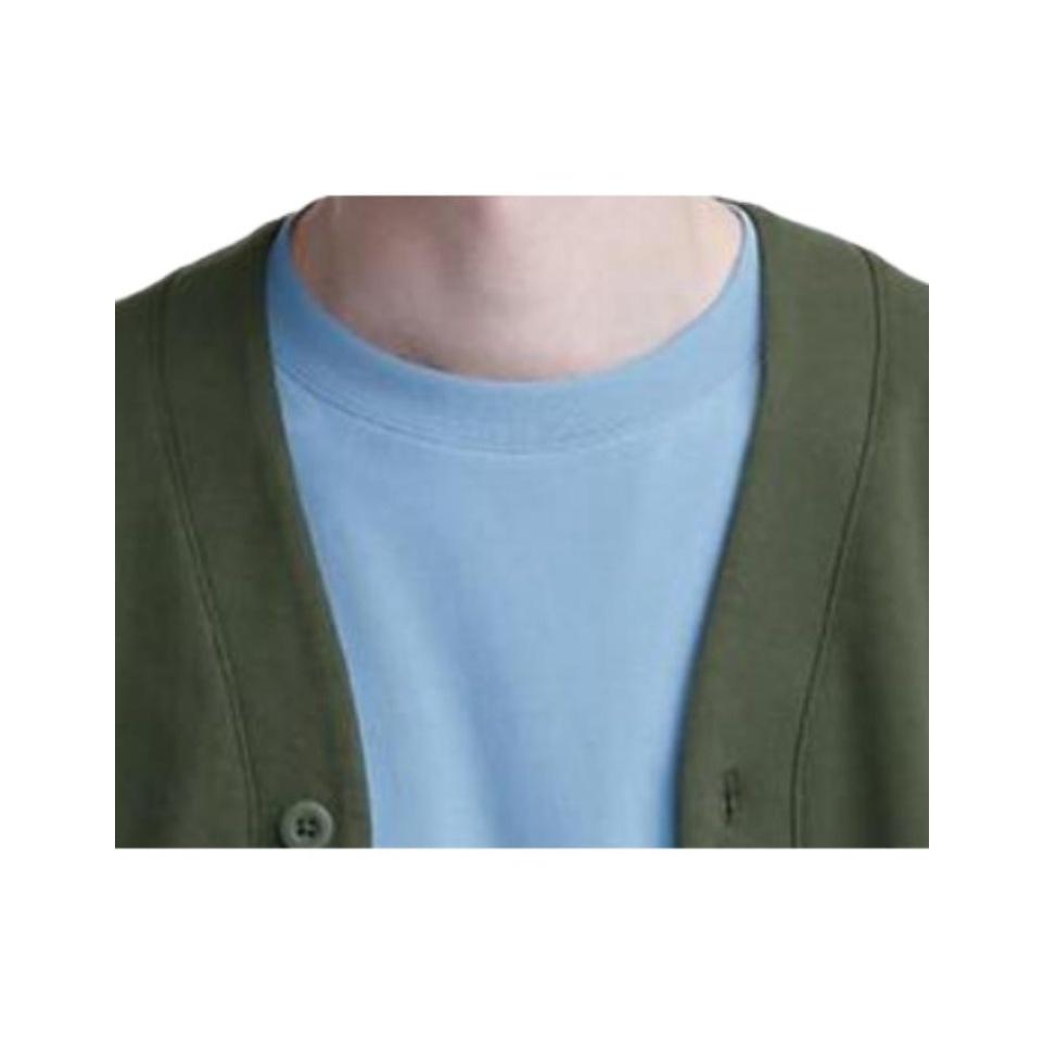 Uniqlo Solid Color Single-Breasted Long Sleeve Knit Sweater Men Sweater Green 462199