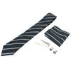 Men Gift Tie Set Silky Necktie Tie Clip Soft Lightweight Pocket Square Cufflink Set 8cm Width for Business Green