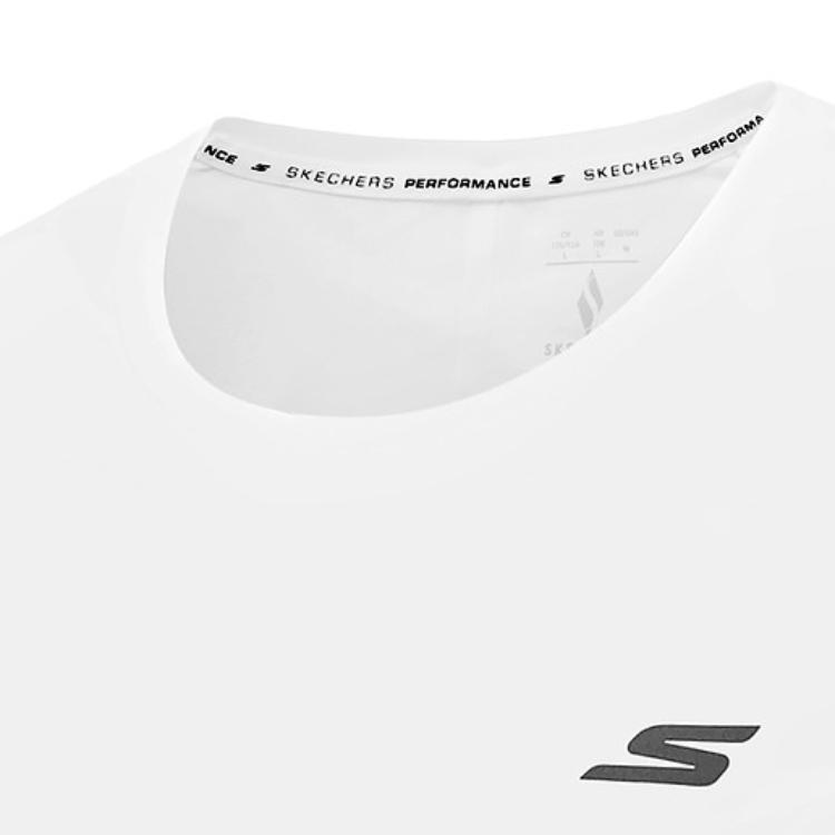 Skechers Comfortable Fashion Soft Skin-Friendly Short Sleeve T-Shirt Men Tops Bright-White P325M042-0019