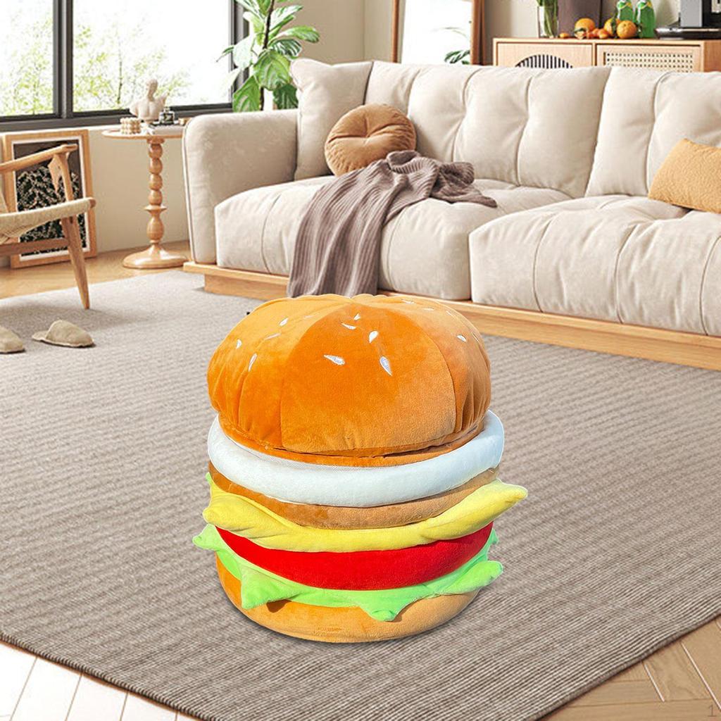Hamburger Shaped Stool Shoe Changing Cute Versatile Comfortable Decor with Storage for Doorway