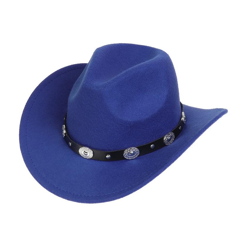 Western Cowboy Top Hat Spring And Autumn New Jazz Hat Big Brim Pentagram Belt Accessories Felt Hat Men And Women