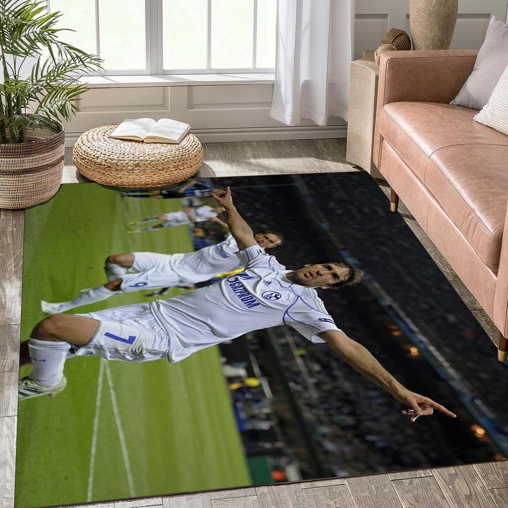 Schalke 04 Football Field Outline Rug, Anti-Slip Floor Mat with Official S04 Crest Print, Sports Decor Carpet for Fan Cave & Bedroom