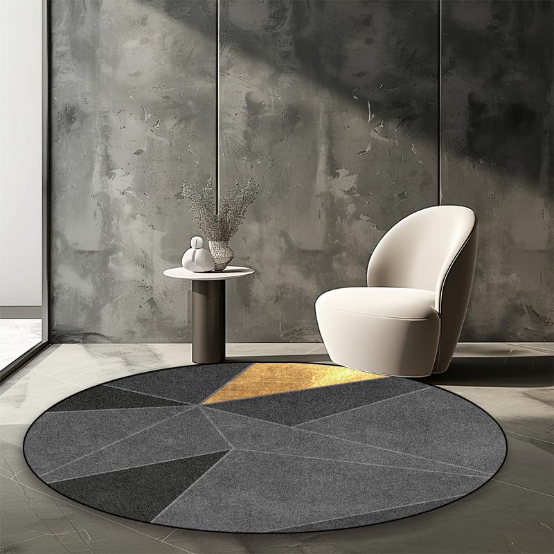 Modern Abstract Round Carpet Living Room Geometric Pattern Decor Area Rugs Coffee Tables Office Chair Non-slip Mats Customizable