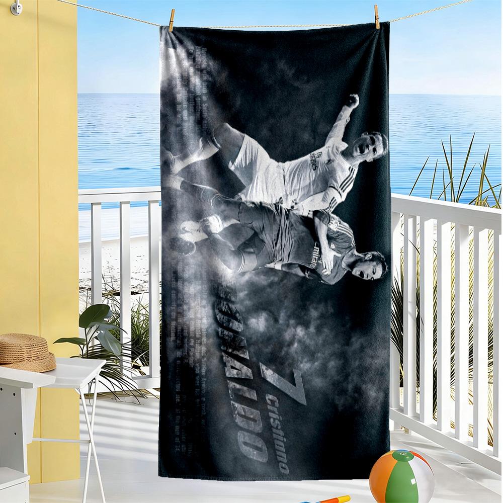 Cristiano Ronaldo Scores Goal Beach Towel Quick-Dry Soft Microfiber Comfortable Lightweight