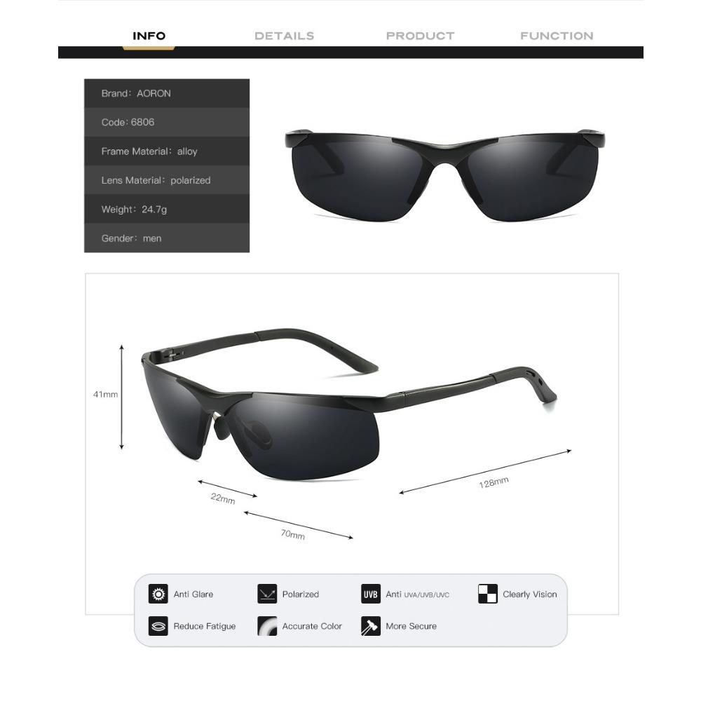 aoron Men's Cycling Sunglasses Fashion Polarized Aviation Aluminum Magnesium Sunglasses Half Frame Sunglasses