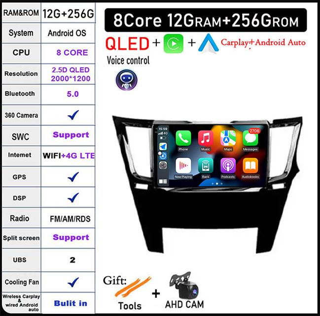 For Subaru Outback 4 BR Logacy 5 2009-2014 Car Radio Multimedia Video Player Auto GPS NavigationBluetooth WiFi QLED screen