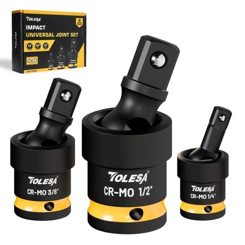 TOLESA Socket Conversion Adapter, Set of 3, Drive Size Conversion Impact Socket Adapter, Compatible with 6.35mm (1/4"), 9.5mm (3/8"), and 12.7mm (1/2