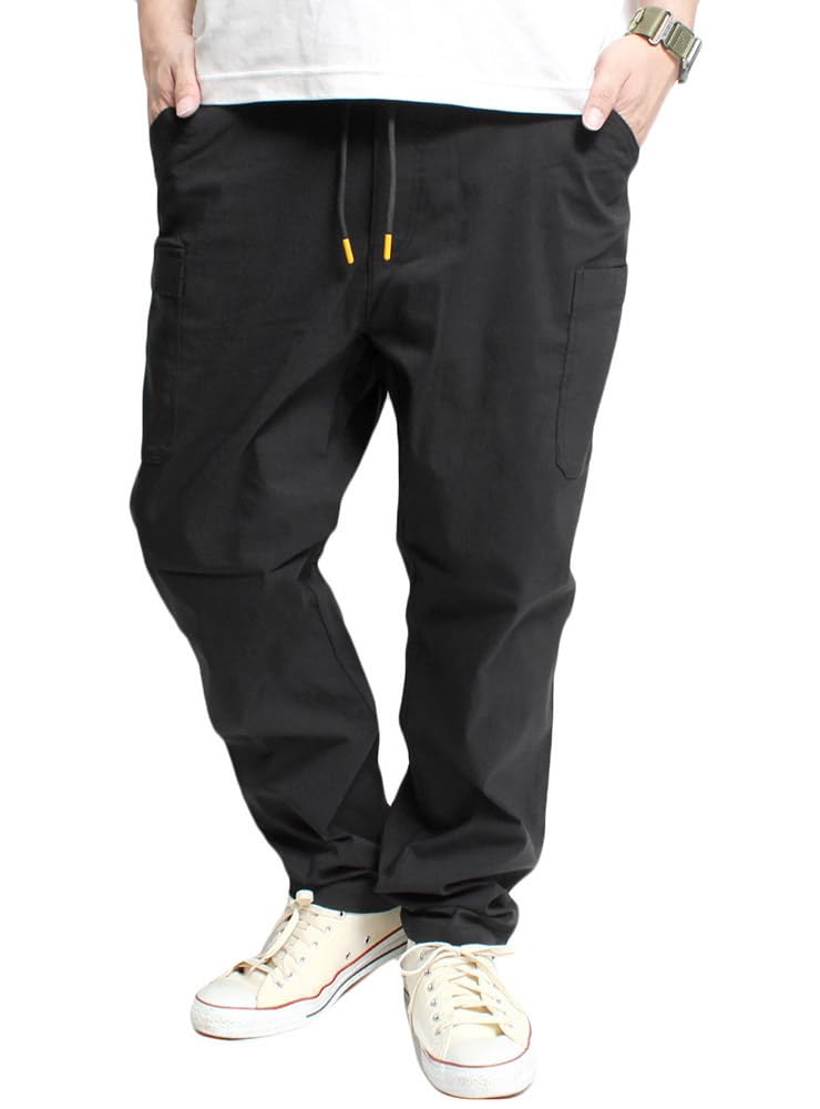 

One Colors Men s Super Stretch Cargo Pants with Elastic Waist, Size 3L, Black (06)
