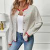 European American Casual Contrast Sweater 2025 Autumn Winter New Women's Knitted Cardigan Jacket
