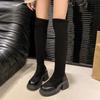Small thick-soled high-heeled elastic thin socks boots 2025 autumn and winter new retro Maillard knee boots women