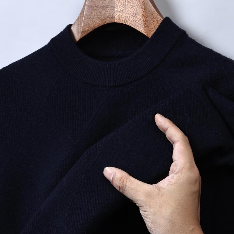 Hengyuanxiang Men's 100% Pure Wool Round Neck Sweater