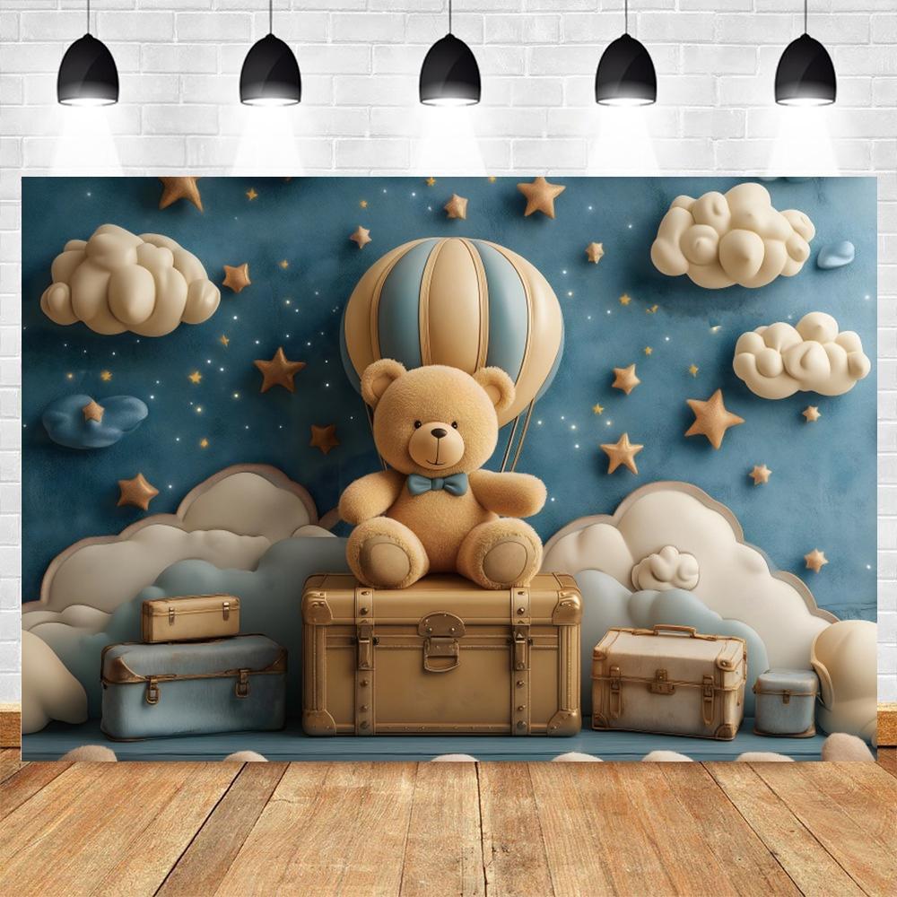 Teddybär Baby Geburtstagsparty Dekoration Fotohintergrund Babyparty Banner Kuchen-Zertrümmerung Foto Hintergrund Studio Requisiten