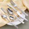 Tavola Occorrente Cibo Occidentale Acciaio Inossidabile Coltello da Bistecca Seghettato Forchetta con Punte Affilate Cucchiaio Curvo Lavabile in Lavastoviglie Texture Martellata