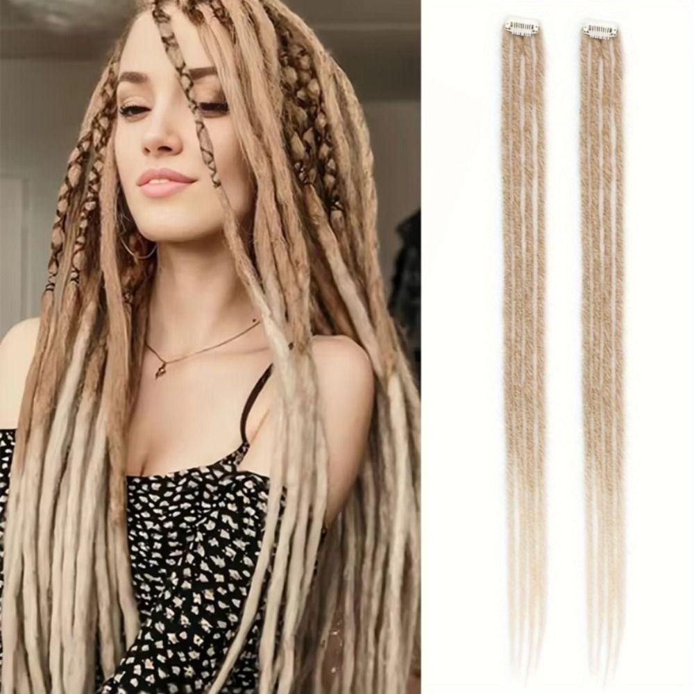 2Pcs Ombre Synthetic Hair with Hair Clip Hippie Dreads Hairpiece for Hip Hop and Music Festivals