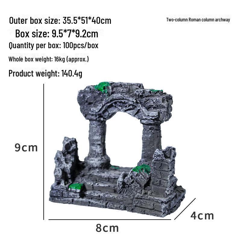 

Римская колонна из смолы для декора аквариума: Пейзаж с двойными колоннами и мхом