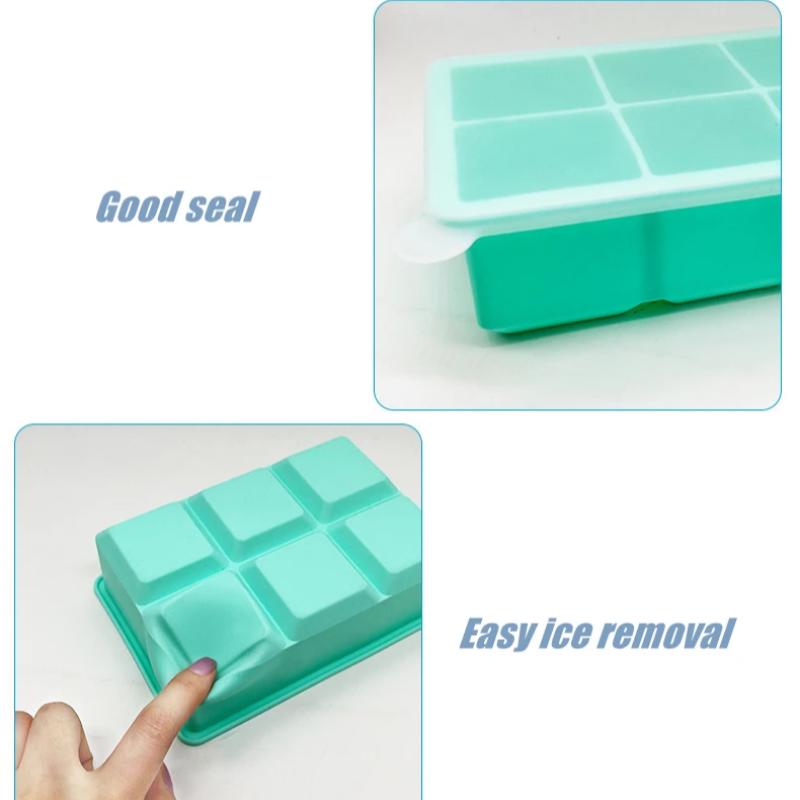 Ice Cube Trays Silicone Reusable Large Square Ice Cube Molds with Removable Lids,Stackable Big Ice Trays for Freezer,Whiskey