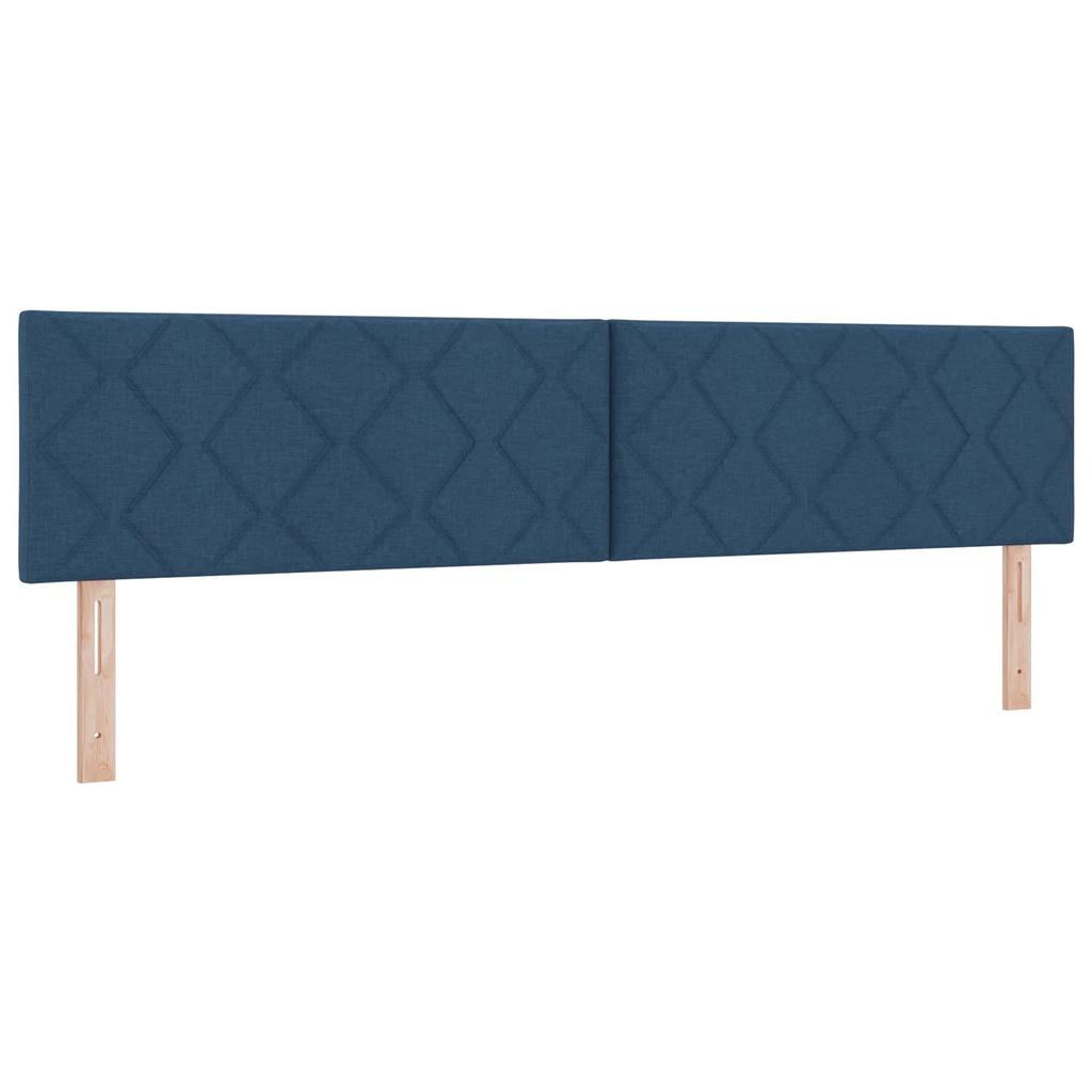 Box Spring Bed with Mattress and Headboard Blue 200 X 200 Cm Fabric