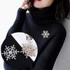 Exquisite Snowflake Brooches for Women Men Rhinestone Flower Winter Sweater Shirt Suit Collar Pins Jewelry Gifts