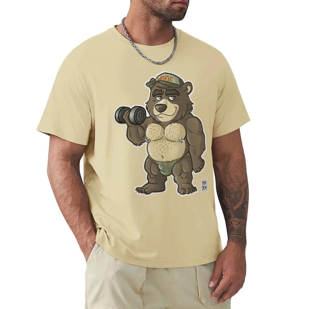 Casual Thicc Bear Animals Strong Wildlife T Shirt Harajuku Short Sleeve T-shirt 100% Cotton Graphics Tshirt Tops