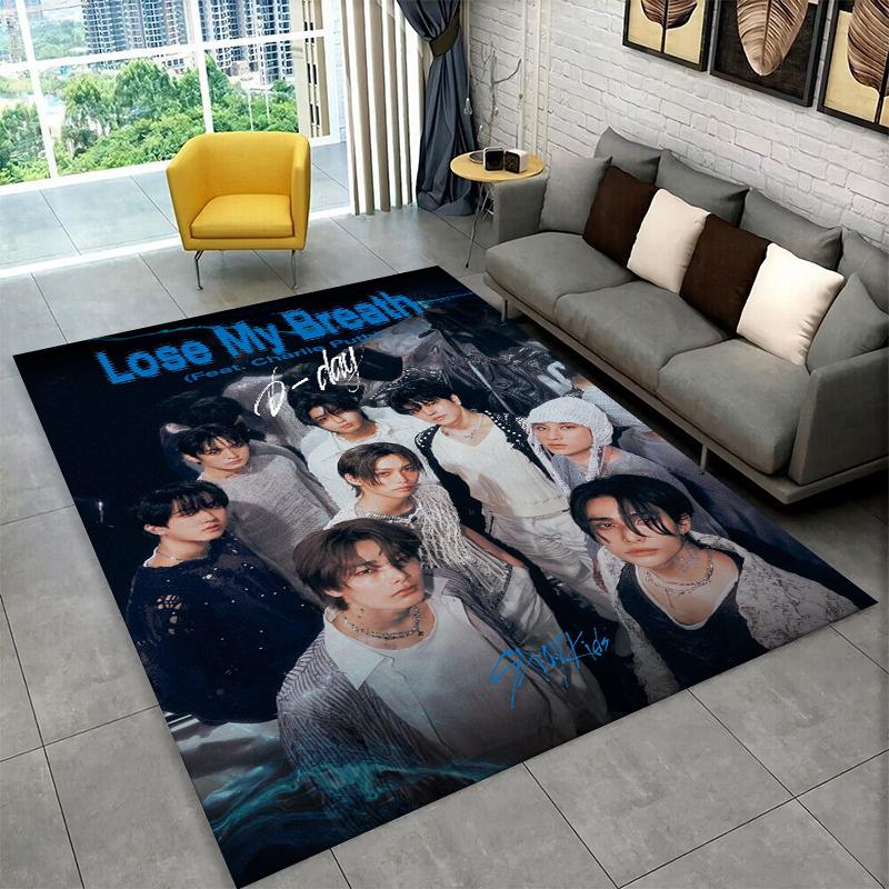 Fashion Kpop Stray Kids Non-Slip Area Rug for Living Room,Bedroom,Playroom,Soft Carpet Floor Mat Home Decor Rug Kids Room Gift