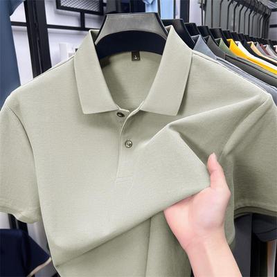 Nueva Camisa Polo de Algodón Puro para Hombre de Alta Gama - Manga Corta, Cuello, Color Sólido, Camiseta Casual de Verano