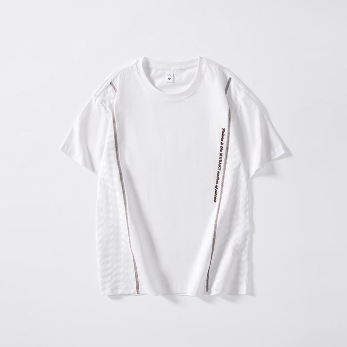 

Летняя Тяжелая Свободная Футболка с Круглым Вырезом и Короткими Рукавами Мужской Американский Повседневный Топ с Рукавами до Локтя 4XL белый